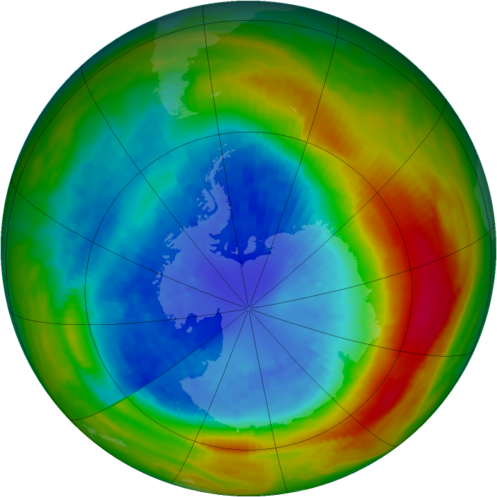 Antarctic ozone map for 11 September 1988